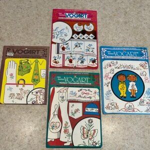 Vogart Transfer Patterns Pack 4 Embroidery Iron On Craft patterns *READ**